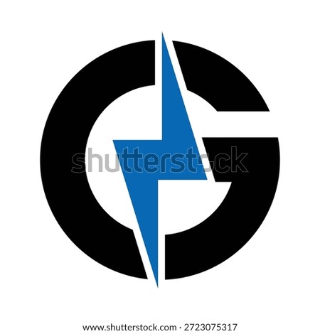 Modern letter G logo with lightning bolt power symbol.