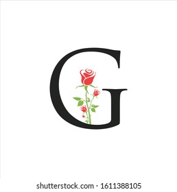 modern Letter g logo,Rose Flower green, beauty and fashion logo