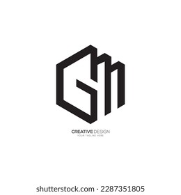 Modern letter G M unique hexagon shape creative polygon logo