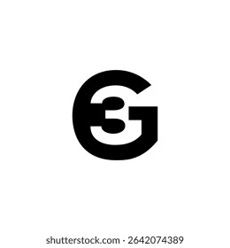 Modern letter G and number 3 logo template. Abstract, outline and elegant.