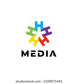 modern letter H abstract colorful vector logo. Represents cheerfulness, vision and definite goals
