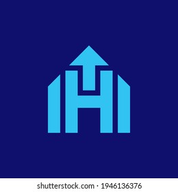 modern letter H arrow house real estate. editable and easy to custom.