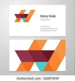 Modern letter H Business card template. Vector design. Layered, editable.