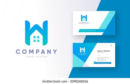 Modern Letter H combination Home Icon Logo with Corporate Business Visiting Card Vector Illustration