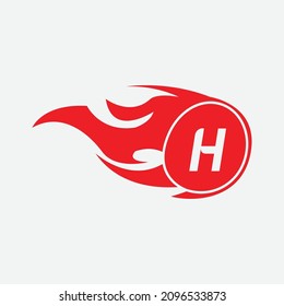 Modern letter H design template. Burning flame design vector illustration