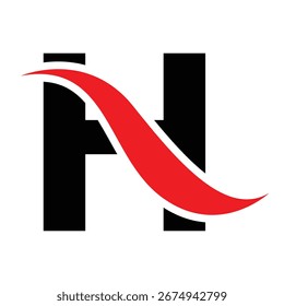 Modern Letter H Dynamic Red Swoosh Logo Icon Design