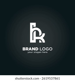 Modern Letter H and K Monogram Logo with Black Background.