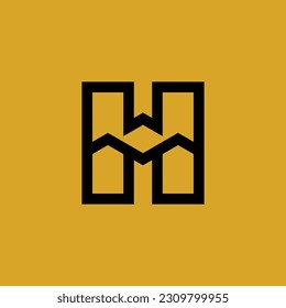 modern letter H lines house building logo