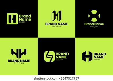 Modern Letter H Logo Design for Business and Company Branding Identity Set