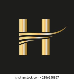 Modern Letter H, H Logo Monogram Logotype Vector Template Combined with Luxury, Fashion Business and Company Identity