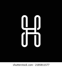 Modern letter H with overlapping line vector logo design