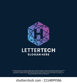 modern letter H technology logo design with gradient color