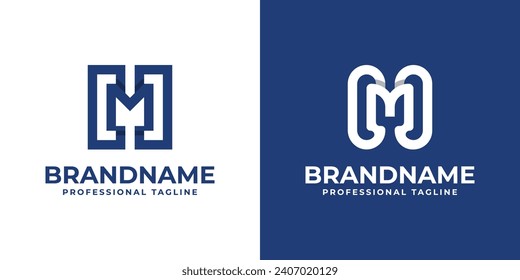 Logotipo de Monograma de la carta moderna HM, adecuado para negocios con iniciales de HM o MH