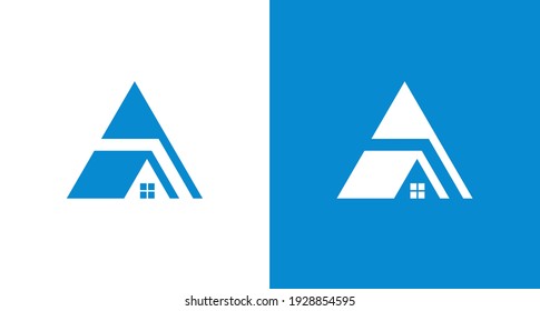 modern letter A and House logo, Peak and Home logo, Triangle home roof top logo icon vector template