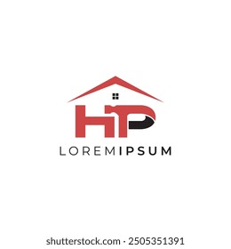 modern letter hp and hammer home logo design template