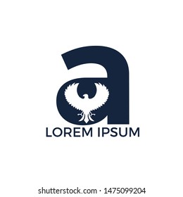 Modern Letter A initial Falcon logo designs. Alphabet A initial Hawk Symbol template.