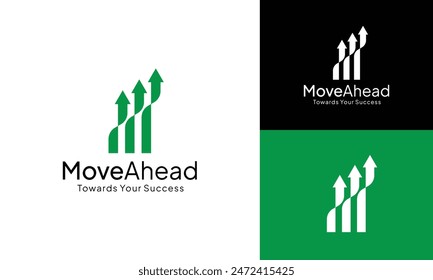 Plantilla de diseño de logotipo inicial M Arrow Up de la letra moderna para la firma de consultoría de negocios de inversión contable de finanzas o el logotipo de Vector de la compañía inmobiliaria de desarrollo de construcción.