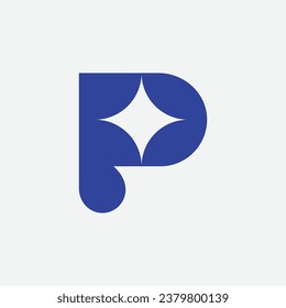 letra moderna inicial P con logotipo de icono de estrella