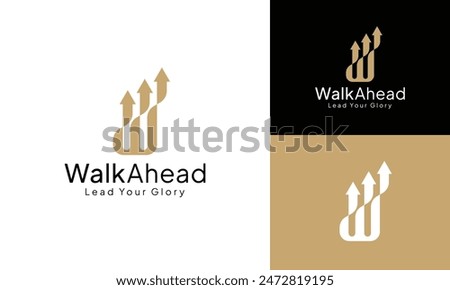 Modern Letter Initial W Arrow Up Logo Design Template for Finance Accounting Investment Business Consulting Firm or Real Estate Construction Development Property Company Vector Logo.