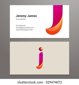 Modern letter j Business card template. Vector design. Layered, editable.