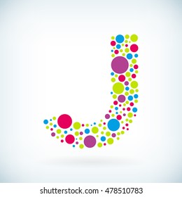 Modern letter J circle stroke colorful symbol icon. Vector editable design for print.