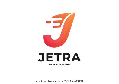 Modern Letter J Logo Design with Speed Lines and Red Gradient for Logistics and Tech Startups