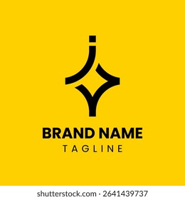 Modern letter J logo paired with a simple star. Minimalist yet memorable, perfect for branding in fashion, media, or digital businesses looking for sleek identity.