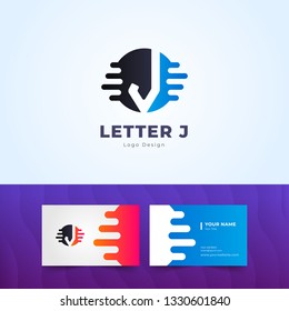 Modern Letter J Logo and Simple Business Card Design and Illustration for All Type of Business