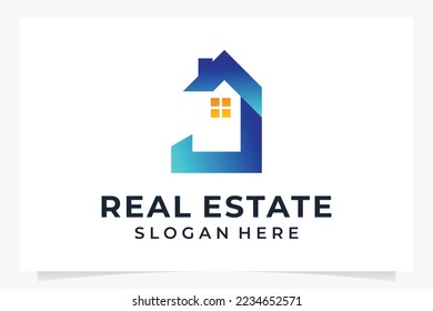 modern letter j real estate logo design template
