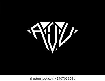 Modern letter A J V diamond shape logo And initial monogram A J V letter logo vector template