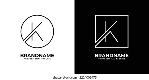 Modern letter K circle logo, Unique Letter K Square Logo.