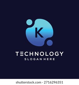 Moderne Buchstaben K digitale Technologie Internet Logo Design Grafik Vektor