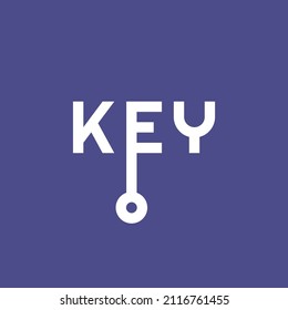 modern letter K E Y with key symbol logo. Safety and Security Letter Design Vector. white color with very peri background