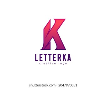 Diseño de logotipo de degradado de letras k modernas