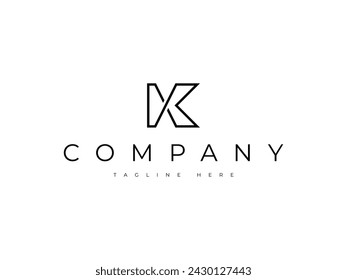 letra moderna K con diseño de logotipo de línea infinita