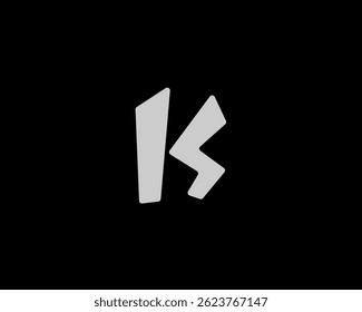 The modern letter K logo is formed from the letters I and S. Suitable for company logos operating in the sports and technology fields.