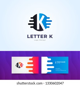 Modern Letter K Logo and Simple Business Card Design and Illustration for All Type of Business