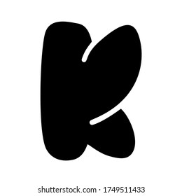 Modern letter K logo. Sweet sky english hand drawn isolated bold alphabet. Handwriting display font. Uppercase letter.