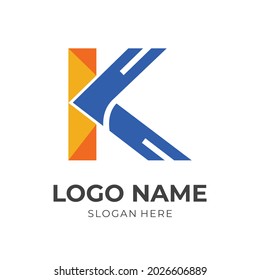 modern letter K logo template with flat colorful style