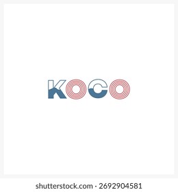 Diseño moderno del logotipo de la letra KOCO con el modelo circular de la línea