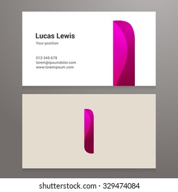 Modern letter l Business card template. Vector design. Layered, editable.