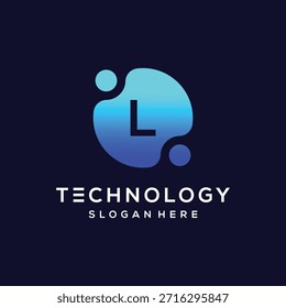 Vector gráfico de diseño de logotipo de Internet de tecnología digital moderna letra L