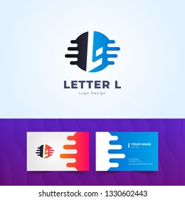 Modern Letter L Logo and Simple Business Card Design and Illustration for All Type of Business