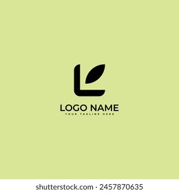 modern Letter L with square shape  eco leaves luxury logo icon design template
