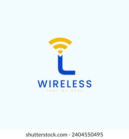 Modern Letter L Wireless Logo Design Vector Image