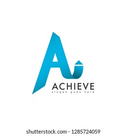 Modern letter A logo with arrow, vector illustration.