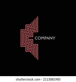 Logo de letra moderna C con estilo de arte de rayas. Hermosos diseños de logotipo para marca personal y de empresa. EPS8 #01
