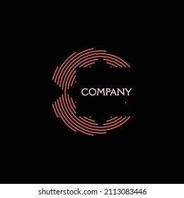 Modern letter logo C in stripes line art with negative space star. Beautiful logotype initial designs for personal and company branding. EPS8 #02