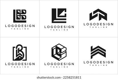 Modern letter logo collection. LB L B LC L C LP L P logo design template set.