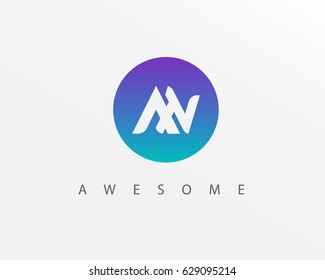AN Modern Letter logo design with blue circle